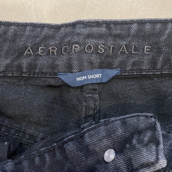 Aeropostale Black Denim Short Shorts with Frayed Hem - Picture 4 of 6